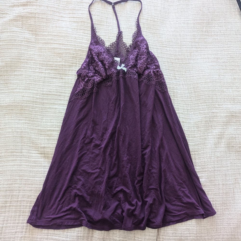 Purple Lace Trim Slip Dress